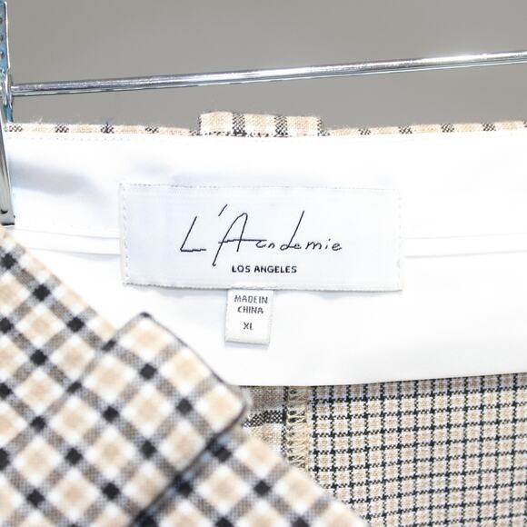 L'Academie The Olivette Pant in Taupe Plaid Size XL - Picture 12 of 12